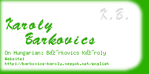 karoly barkovics business card